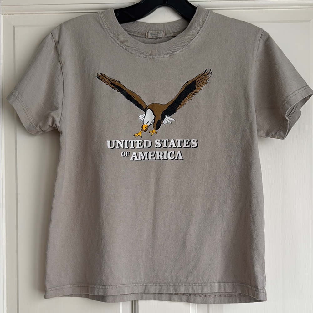 John Galt for Brandy Melville Gray T-Shirt with USA Eagle Print